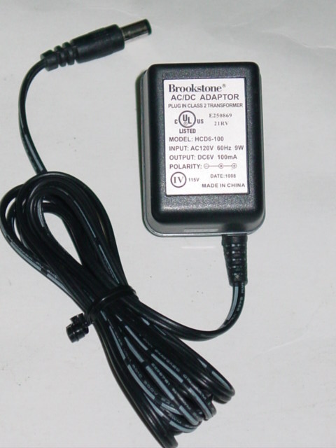 NEW Brookstone HCD6-100 AC Adapter 6V 100mA NEW Brookstone HCD6-100 AC Adapter 6V 100mA